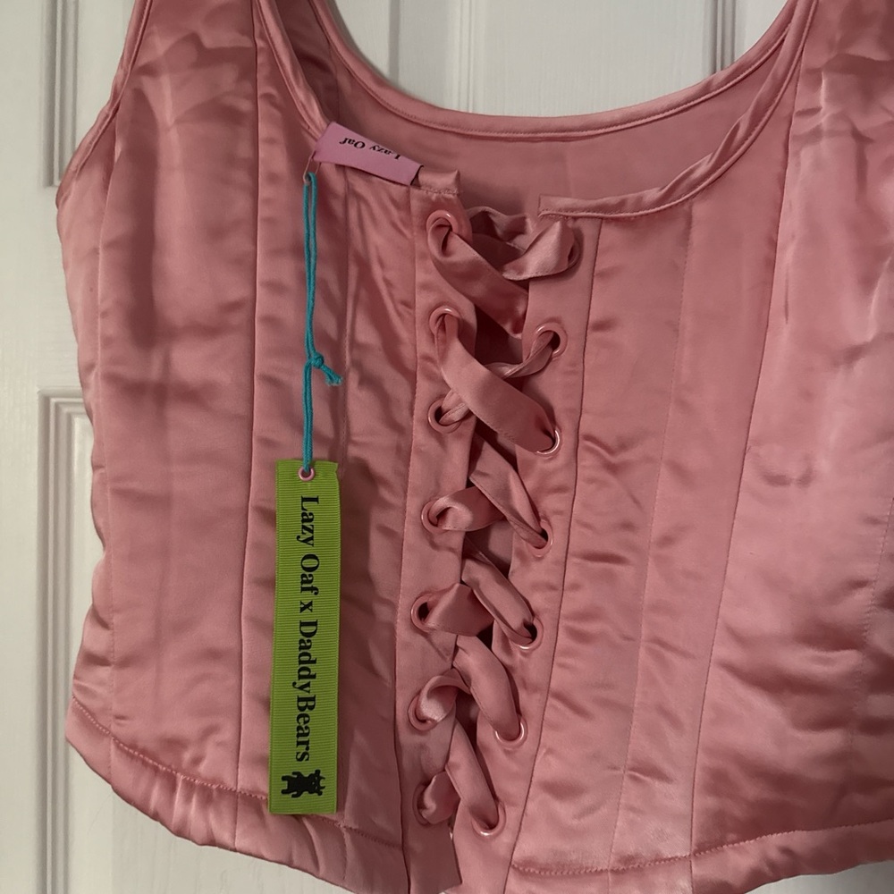 Lazy Oaf x Paddybeams Pink Corset Top